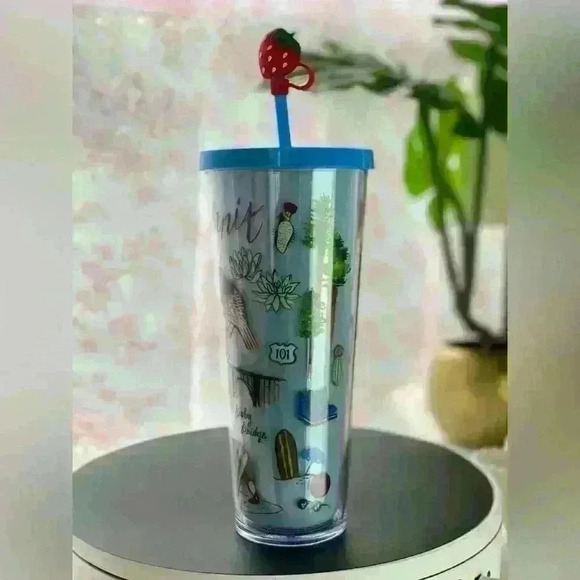 California 24oz Tumbler with Strawberry straw topper. New. - Picture 3 of 7